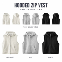 Gilet à capuche sans manches 66 % coton pour homme, double fermeture éclair, coupe ample, style streetwear, veste de superposition pour jeunes, collection automne-hiver 2026, usage quotidien