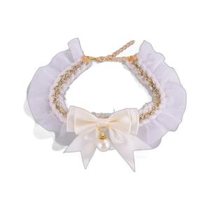 وشاح صغير للقطط بتصميم أنيق، طوق للحيوانات الأليفة، ربطة عنق لطيفة بأسلوب الأميرات الصامتة مصنوعة من البوليستر - Product Image 5