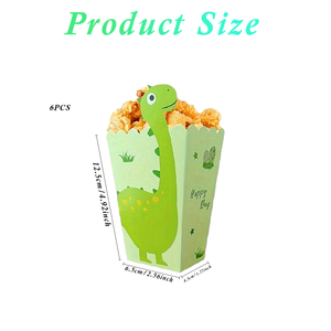 กล่องกระดาษใส่ของว่างแบบใช้แล้วทิ้งสำหรับงานเลี้ยงวันเกิดธีมไดโนเสาร์การ์ตูนสีเขียวแบบกำหนดเอง เช่น ป๊อปคอร์น เฟรนช์ฟรายส์ <span class=keywords><strong>ปีก</strong></span><span class=keywords><strong>ไก่</strong></span> - Product Image 2