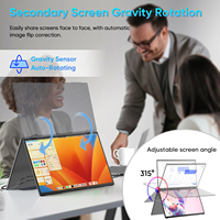 Portable Triple 15.6 pouces 1080P Dual ScreenLaptop Monitor Extender Built-in Stand180 ° Rotation Compatible Mac/in/Linux Monitor