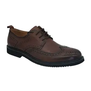 Venta al por mayor cómodos zapatos de negocios formales de cuero genuino para hombre uso diario Retro Para hombre vestido Brogue Derby zapatos