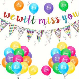 Kit de décoration de fête avec arche de ballons colorés et bannière 'Nous vous manquerons' pour les fêtes de retraite et de remise des diplômes - Product Image 3