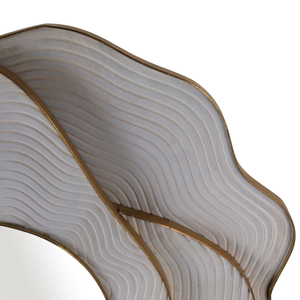 Specchio da parete rotondo decorativo in legno a strati contemporaneo per camera da letto, corridoio, ingresso, soggiorno - Product Image 5