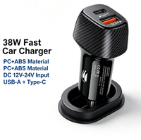 Cargador de Coche de Doble Puerto A+C con Luz Ambiental LED Azul, 12-24V, ABS, Cargador para Encendedor de Cigarrillos, Color Negro y Blanco, OEM, Venta al Por Mayor