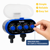 Aqualin 21032A Timer Air Mekanis Analog 2 Zona Pengatur Waktu Penyiraman Taman Mudah Diatur Tanpa Pemrograman