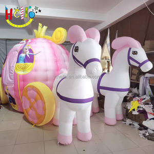 Decoração de Festa de Aniversário para Menina Carruagem de Princesa Inflável Rosa - Product Image 1