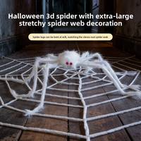 Araña Gigante de Terciopelo Sin Pelusa, Decoración de Halloween, Accesorios para Telarañas Triangulares, Set para Suministros Profesionales de Fiestas