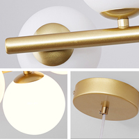 Salon Lustre Lustres Lampe Boule De Verre Led Lustre Moderne Pendentif Lumière Or Nordique Fer Conception G9 De Luxe