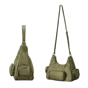 กระเป๋าสะพายไหล่ทรงครึ่งวงกลม สไตล์ไบค์เกอร์ พังก์ ชิค อเนกประสงค์ สำหรับผู้หญิง  วัสดุอ็อกซ์ฟอร์ดคุณภาพสูง พร้อมช่องใส่ของหลายช่อง  รับสกรีนโลโก้แบบพรีเมียม - Product Image 4