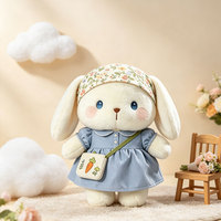 Peluche personnalisée en forme de lapin avec foulard floral amovible et robe, jouet doux et moelleux pour cadeau, souvenir, acheteurs en gros