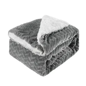 Personal isierte weiche geschwollene pelzige Waffel Borrego Coral Faux Fleece Pelz Decke flauschige Decke