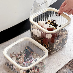 Desktop Hair Accessory Storage <b>Box</b> With Lid Dustproof Design For Hair Ties Clips Pins 2L Capacity Transparent <b>Large</b> Size - Product Image 3