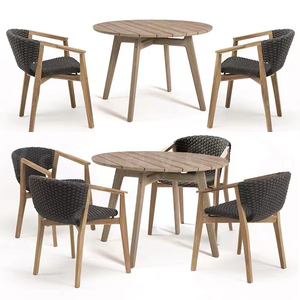 Modern <strong>Grey</strong> Rope <strong>Bistro</strong> <strong>Set</strong> 6-Seater Outdoor Dining Furniture Durable Patio Table and Chairs for Hotels and Villas - Product Image 5