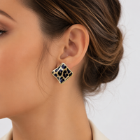Boucles d'oreilles tendance pour femmes, style coréen rétro, motif léopard doré, élégantes et vintage, vente en gros