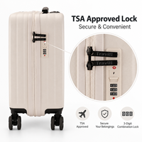 Valise à roulettes compacte et portable de 18 pouces, coque rigide, 360° °   Valise de cabine à roulettes pivotantes avec poignée réglable