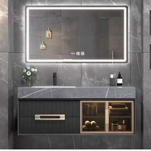 Lumière intelligente luxe pierre <span class=keywords><strong>dalle</strong></span> sans couture épissage bassin armoire de salle de bain combinaison lavabo armoire salle de bain Simple lavabo - Product Image 6