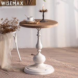 WISEMAX FURNITURE Canapé classique et élégant base en fer en forme de T plateau en bois table basse ronde blanche pour salon villa - Product Image 2