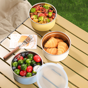 Đầy Màu sắc thân thiện với môi thép không gỉ Bento <span class=keywords><strong>container</strong></span> lưu trữ thực phẩm đặt nhà bếp thực phẩm tươi sống hộp lưu trữ với thiết kế di động - Product Image 6