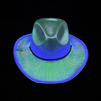 Chapeau de cowboy holographique à LED coloré en gros, logo personnalisé clignotant, chapeau de cow-girl drôle pour fête de Noël