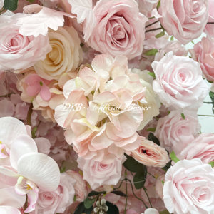 DKB fábrica Venta caliente flores artificiales decoración de la boda flor de seda Rosa puerta de la luna arco al aire libre - Product Image 4