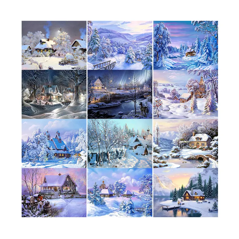 Hot Sale Snowscape Pattern 5d Diamond Painting Full Drill OEM/ODM Handmade Diamond Embroidery Decor Art For Home