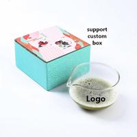 Ensemble de Chawan en verre classique écologique de la marque Factory, avec logo personnalisé et bol à matcha japonais dans une boîte personnalisée