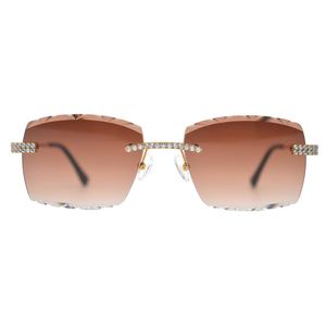 Kính Râm Sang Trọng Uv400 Không Vành Hình Chữ Nhật Thiết Kế Tùy Chỉnh Kính Râm Kim Cương Giả - Product Image 3