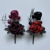 H0656 Brindilles scintillantes pour Halloween, branches de baies gothiques, feuilles d'automne, branches artificielles, brindilles sèches noires pour la décoration de la journée d'Halloween