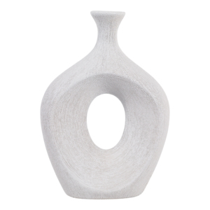 Vaso in Ceramica Ovale con Ritagli, Alto, Moderno, Decorativo per Soggiorno, Camera da Letto, Ufficio, Tavolo d'Appoggio - Product Image 1