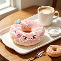Coussin en peluche personnalisé en forme de beignet, certifié CE ASTM, faible MOQ, vente en gros d'usine, jouet en peluche rose Kawaii de haute qualité pour enfants