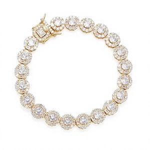 Pulsera de Diamantes Redondos con Corte Brillante, Plata 925, Diamantes Blancos, Certificación IGI, Joyería Clásica para Bodas de Mujer - Product Image 1