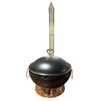 Plat à chafing doré de luxe Golden Key 8L avec poignée cœur innovante et base ajourée en filigrane pour buffet d'hôtel et mariage