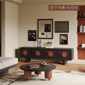 Mueble de TV Nórdico Vintage de Madera Maciza de 2.2m, Mueble de Salón Moderno y Minimalista con Almacenamiento - Product Image 2