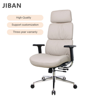 Chaise de bureau exécutive ergonomique moderne réglable en cuir, base en aluminium, confortable, en cuir synthétique pour le bureau à domicile