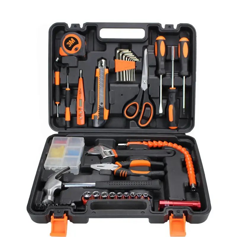 Kit alat perangkat keras, kit Manual, kit perbaikan rumah tangga umum, set alat kombinasi pekerjaan kayu