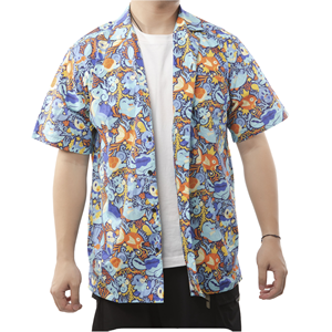 เสื้อเชิ้ตผู้ชายลายดอกไม้ ผ้าฝ้าย 100% แขนสั้น สำหรับวันหยุดฤดูร้อน ปกคอพับ ผ้าทวิลระบายอากาศได้ดี รับผลิตแบบ ODM - Product Image 1