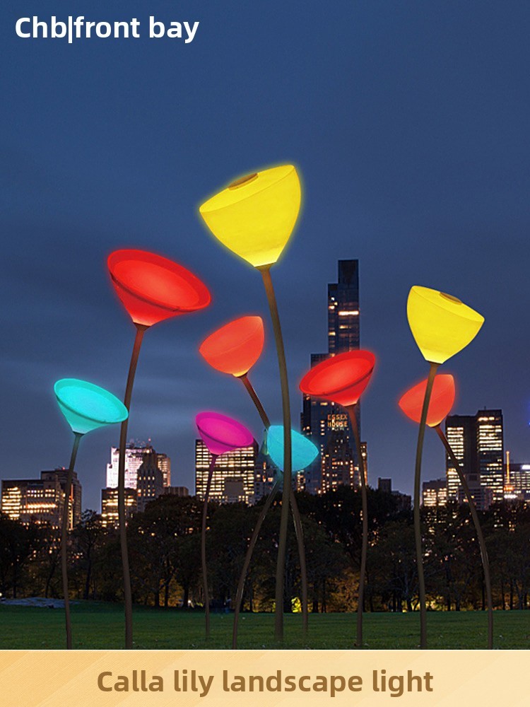 LED Outdoor IP65 Waterproof Calla Lily Landscape Lamp for Park Square Lawn-Stainless Steel Plastic Adjustable Color Temperature