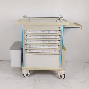 अस्पताल का उपयोग एब्स सामग्री मेडिकल लैपटॉप कार्ट डबल पक्षीय प्लास्टिक दवा वितरण ट्रॉली - Product Image 4