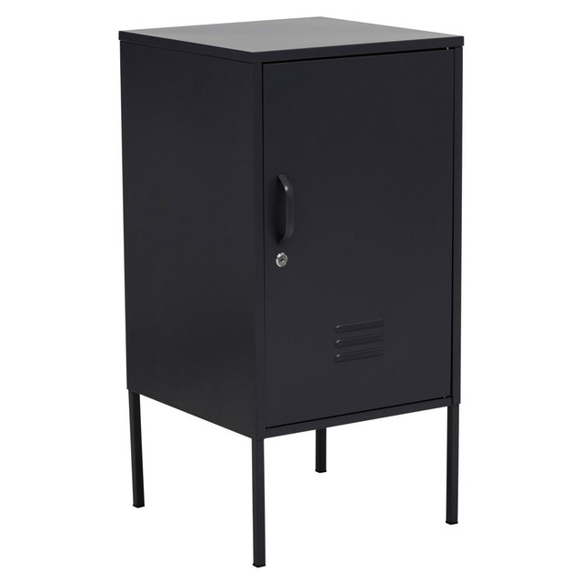 Black Powder Coated Steel Mini Locker with Key Lock 0.7mm Thick ISO Certified Knock-Down Storage Cabinet Box