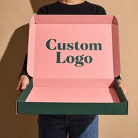 Boîte en carton ondulé de couleur personnalisée, papier rose, logo pour vêtements, chapeaux, chaussettes, boîtes d'expédition, emballage postal