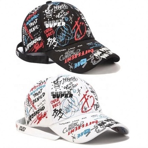 Graffiti casquette de Baseball hommes et femmes mode longue sangle casquette été impression Hip Hop casquette en gros - Product Image 3