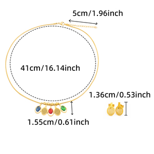 Aço inoxidável Cristal Pingente Colar e Brinco Combinação Set Fábrica Direta Trendy Party Moda Estilo Carta Padrão - Product Image 6