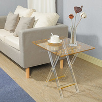 Table d'appoint portable en acrylique pour l'extérieur, style arabe, carrée, pour thé et desserts, facile à assembler et pliable, idéale pour les fêtes, les balcons et les mariages.