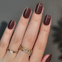 Faux ongles en acrylique à presser, couleur unie, forme amande moyenne, en gel souple, fournisseur en gros