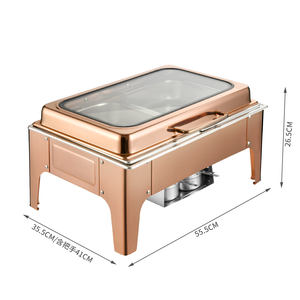 เตาบุฟเฟ่ต์สแตนเลสสีโรสโกลด์9L พร้อมฝาครอบไฮดรอลิกที่ทันสมัยสำหรับโรงแรมและร้านอาหาร - Product Image 4
