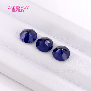 Cadermay Jewelry Royal Blue Yttrium Aluminum Garnet Round Loose <b>Stone</b> For Jewelry Making - Product Image 1