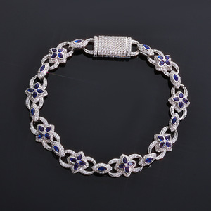 Hip Hop Full Four Leaf <b>Clover</b> <b>Bracelet</b> Jewelry Colored Jewel Eye 8 Chain Accessories Tanjing - Product Image 1