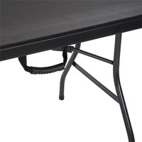 Tables pliantes rectangulaires en plastique HDPE robustes de 240 cm (8 pieds) noires, pliables au centre, pour ordinateur portable et événements, vente en gros