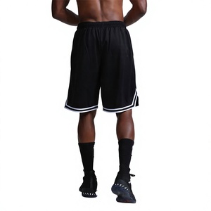 Men's Black <b>Knee</b> <b>Length</b> Athletic <b>Shorts</b> <b>White</b> Side Stripe Elastic Waist Sporty Training 100% Polyester Quick Dry Drawstring - Product Image 1
