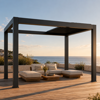 Pergola extérieure en aluminium sur mesure, motorisée, imperméable, avec toit à lamelles rotatives et drainage intégré